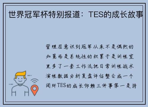 世界冠军杯特别报道：TES的成长故事