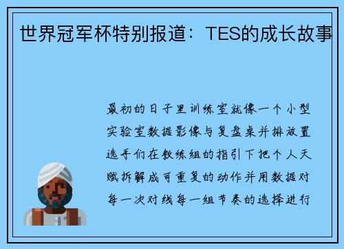 世界冠军杯特别报道：TES的成长故事
